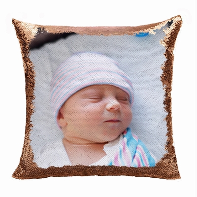 Custom Newborn Birth Announcement Boy Gift Personalized Sequin Pillow